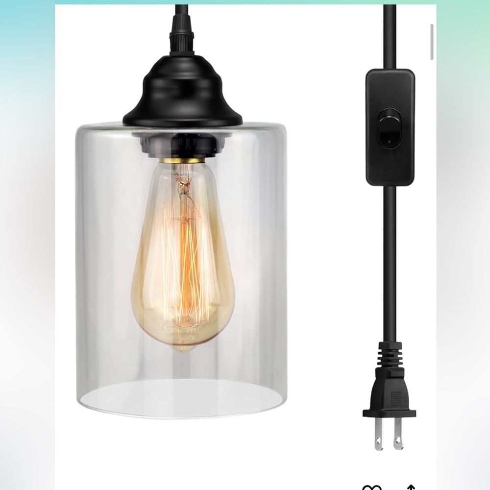 Black Pendant Light with Clear Glass Shade
